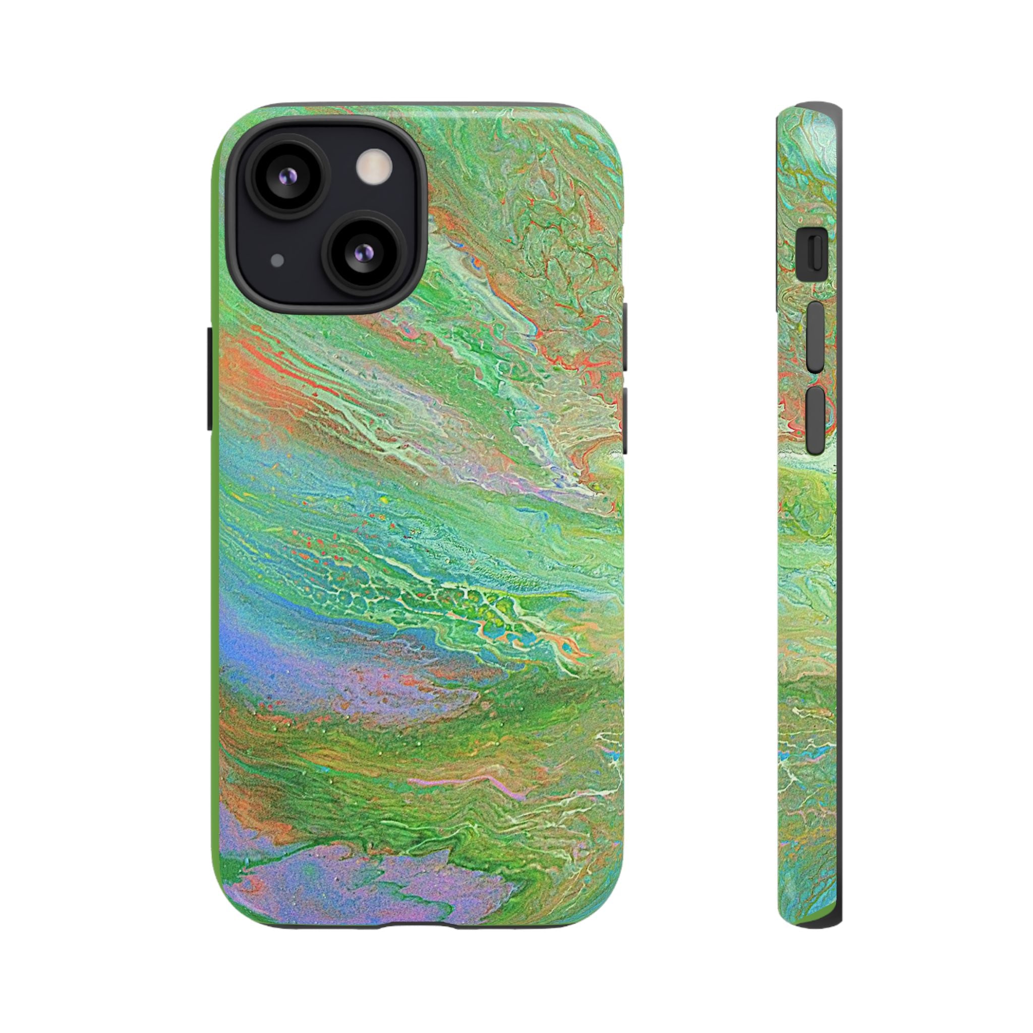 Marbled Green Abstract Phone Case — Protective Tough Case for iPhone