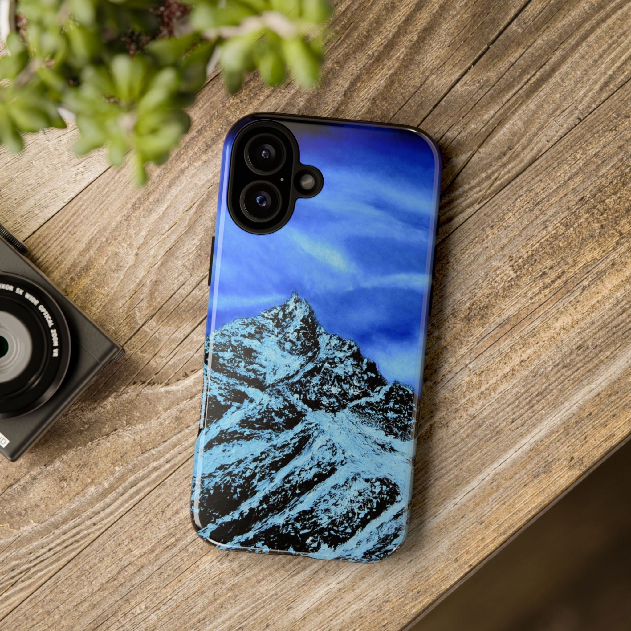 Mountain Peak Blue Tough Phone Case — Rugged Protective iPhone Cover