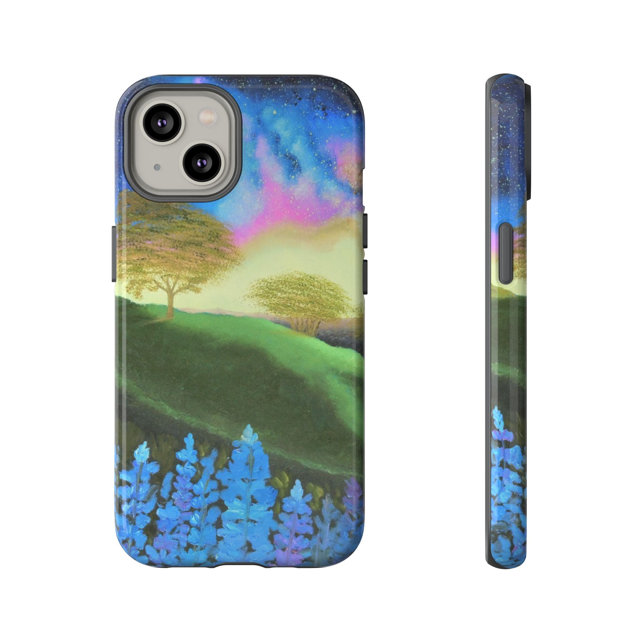 Aurora Nightscape Phone Case — Galaxy Meadow Protective Case