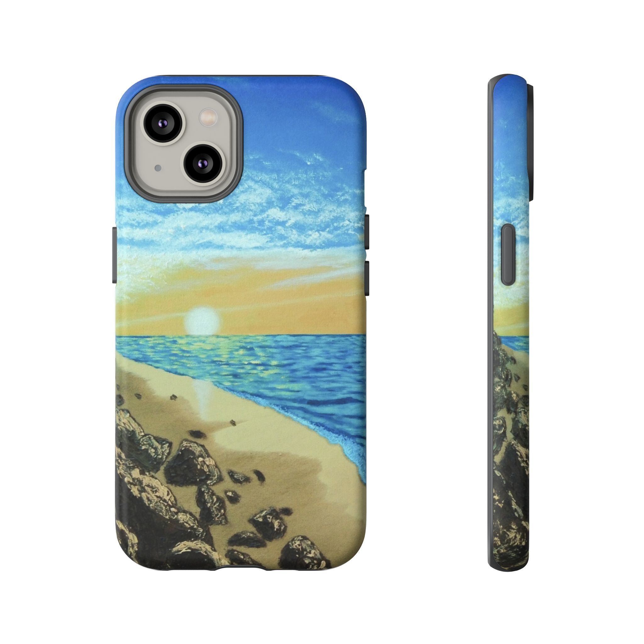 Beach Sunset Phone Case — Protective Tough Case with Coastal Shoreline Design