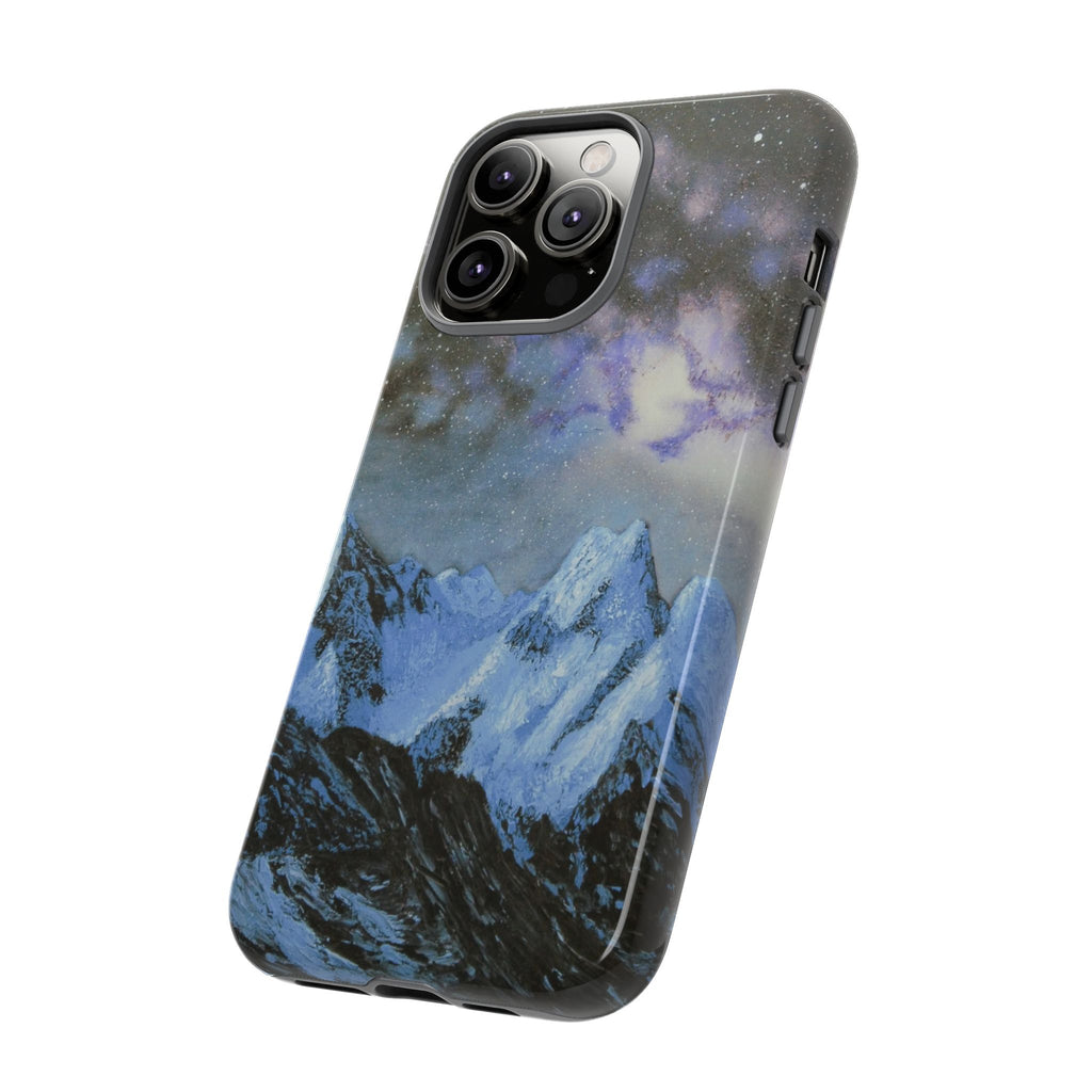 Mountain Night Sky Phone Case — Tough Protective iPhone Cover with Aurora & Snowy Peaks
