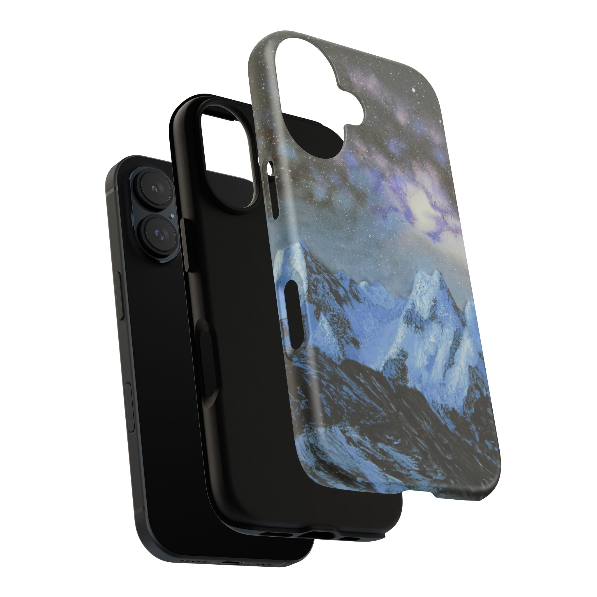 Mountain Night Sky Phone Case — Tough Protective iPhone Cover with Aurora & Snowy Peaks