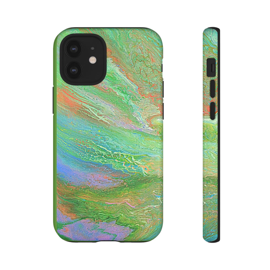 Marbled Green Abstract Phone Case — Protective Tough Case for iPhone