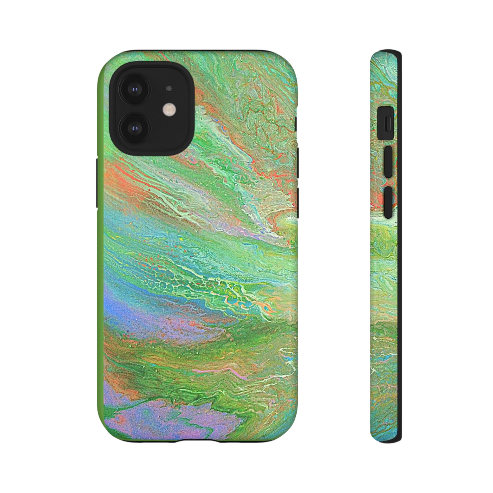Marbled Green Abstract Phone Case — Protective Tough Case for iPhone