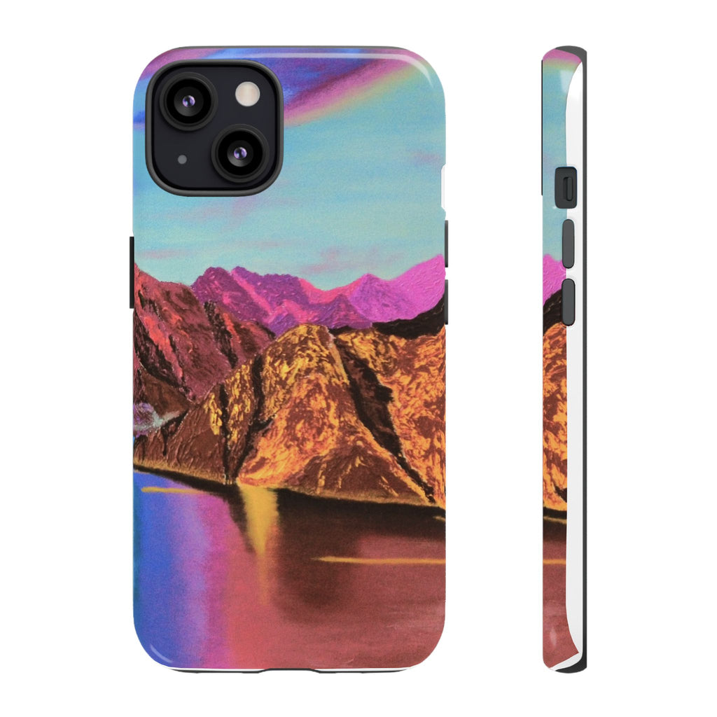 Protective Phone Case — Vibrant Retro Mountain Landscape
