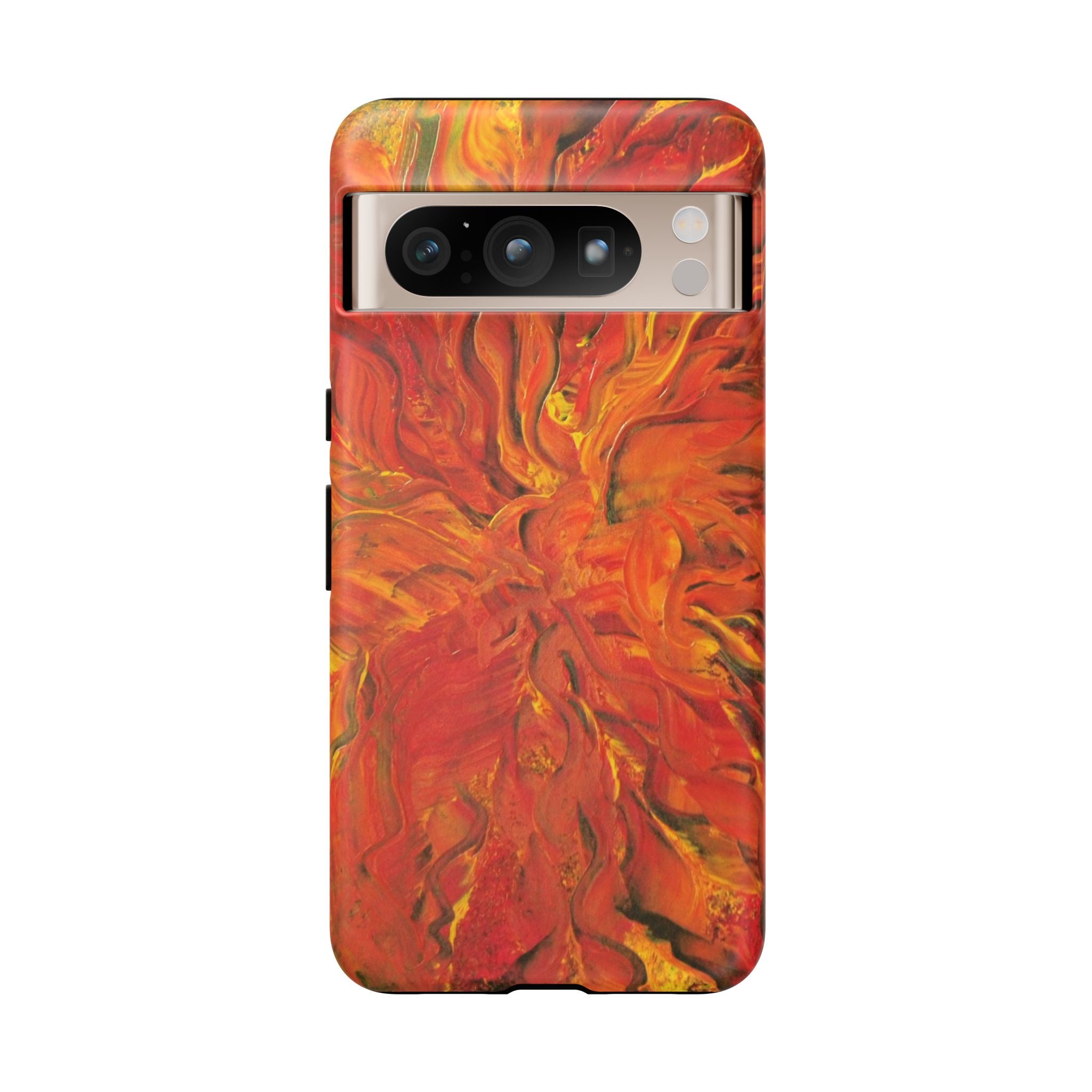 Flame Swirl Tough Phone Case — Abstract Red & Orange Art Protective Cover