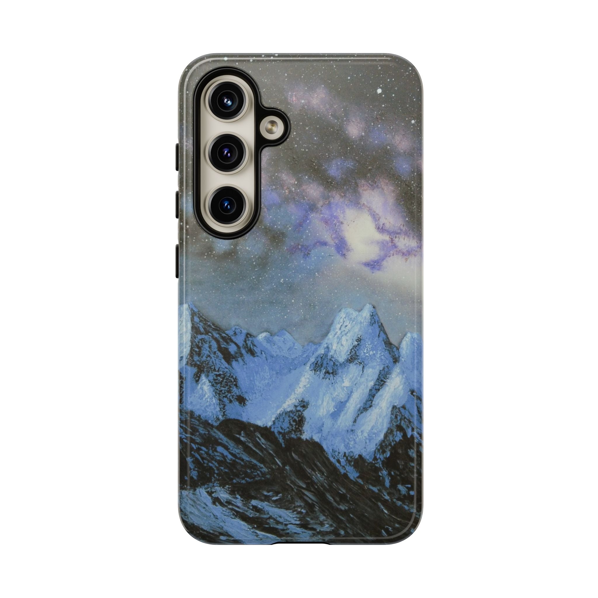 Mountain Night Sky Phone Case — Tough Protective iPhone Cover with Aurora & Snowy Peaks