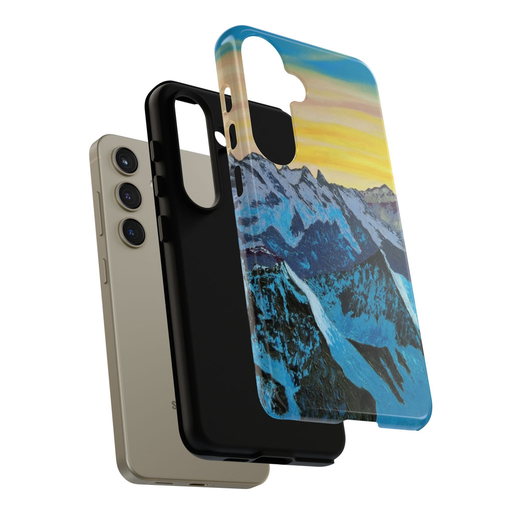 Mountain Sunset Phone Case — Protective Tough Case with Scenic Blue Peaks Design