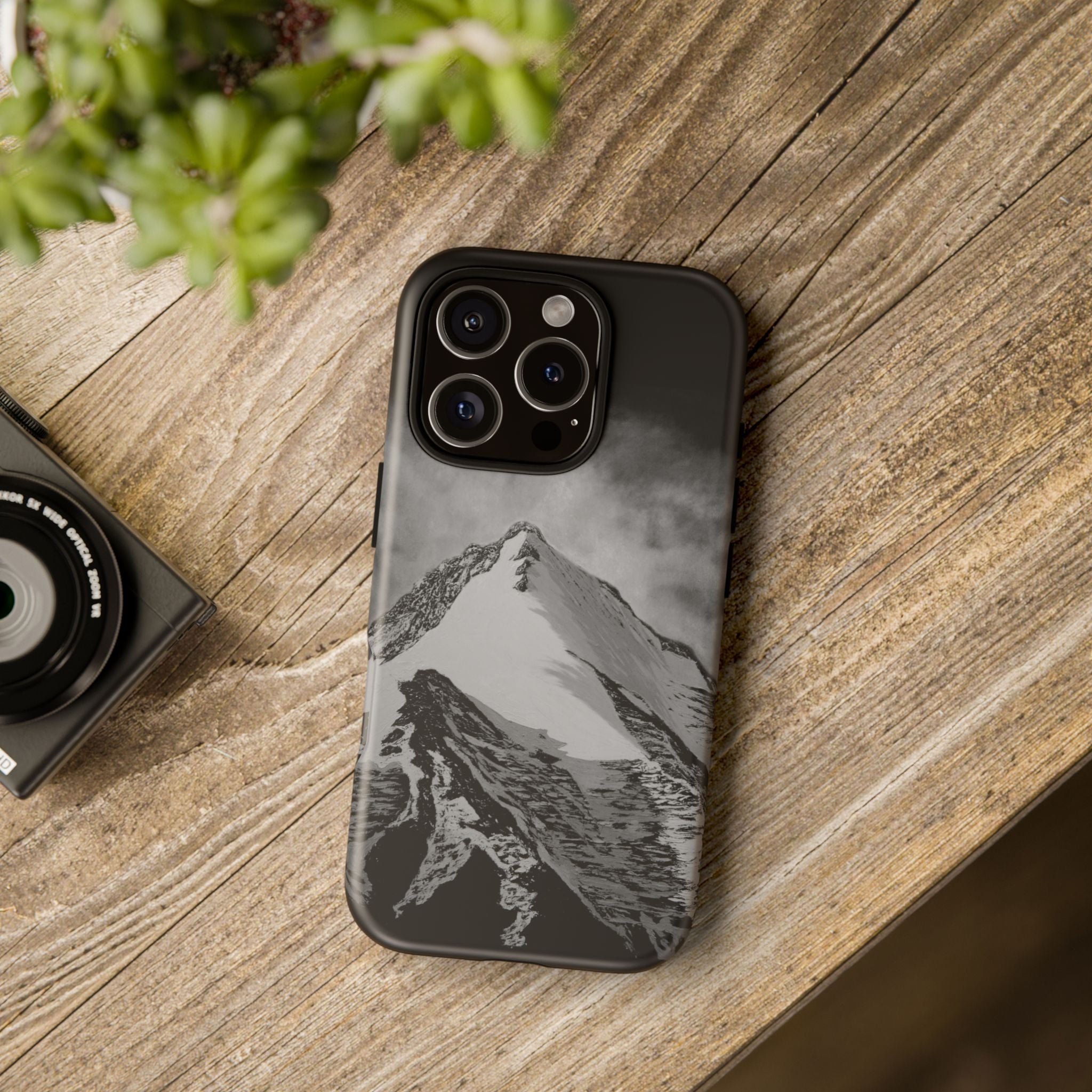 Mountain Peak Phone Case — Black & White Alpine Protective Case