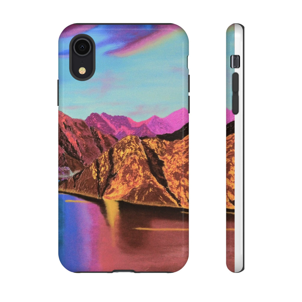Protective Phone Case — Vibrant Retro Mountain Landscape
