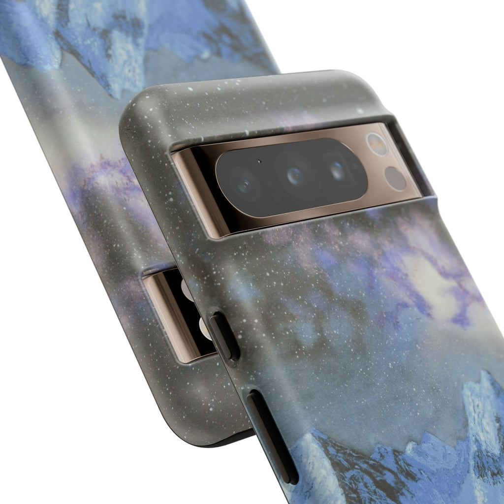 Mountain Night Sky Phone Case — Tough Protective iPhone Cover with Aurora & Snowy Peaks