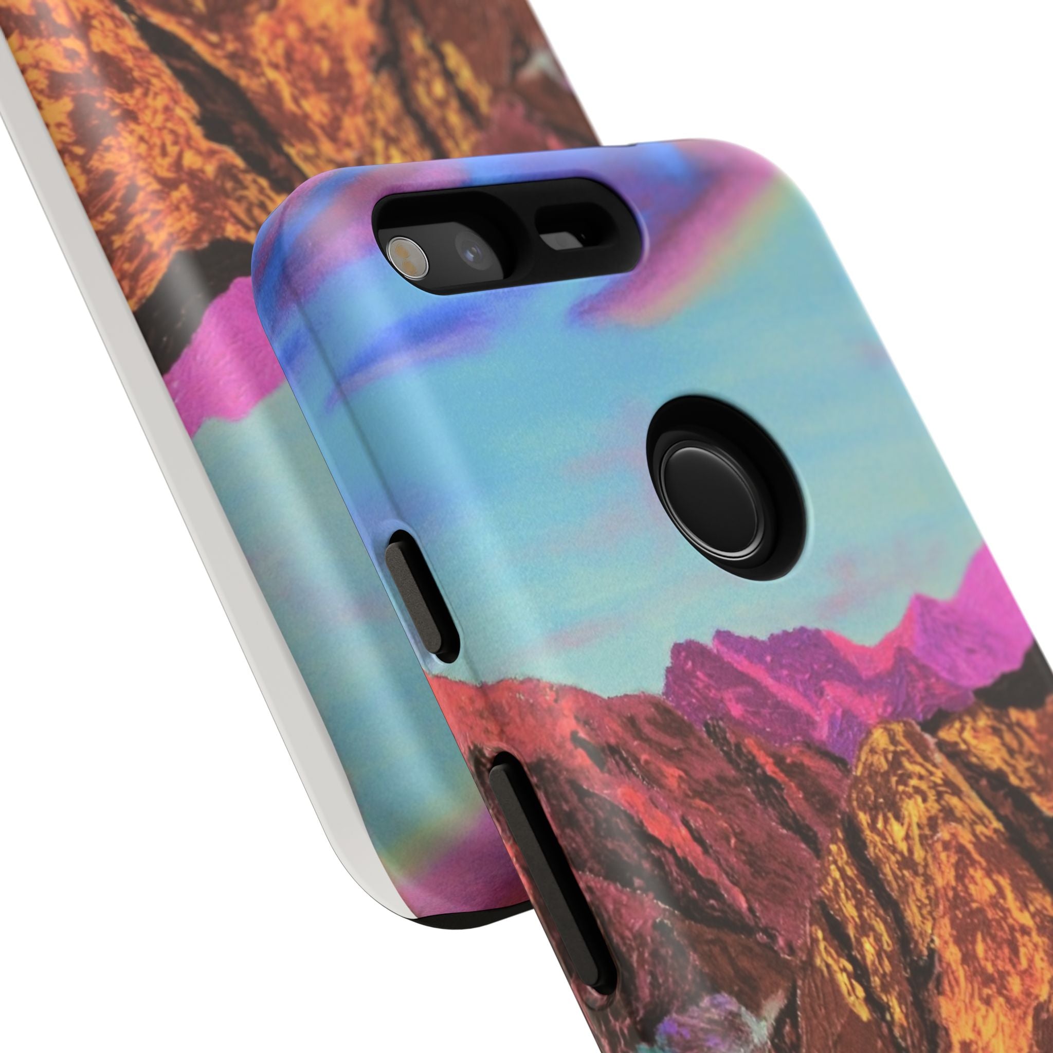 Protective Phone Case — Vibrant Retro Mountain Landscape