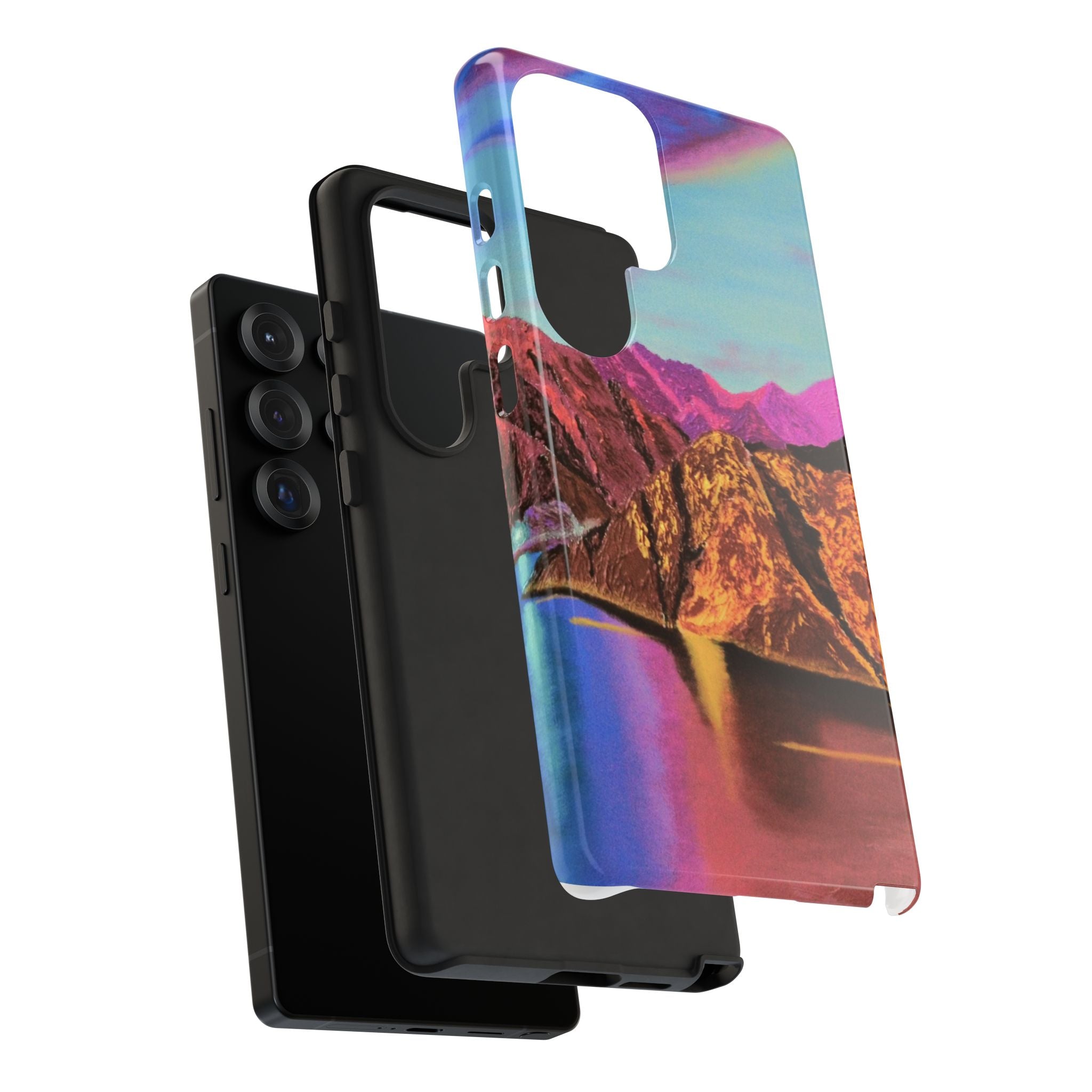 Protective Phone Case — Vibrant Retro Mountain Landscape