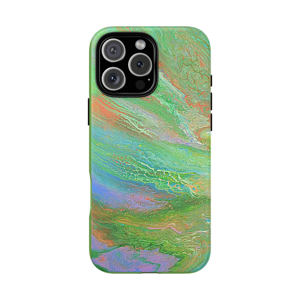 Marbled Green Abstract Phone Case — Protective Tough Case for iPhone