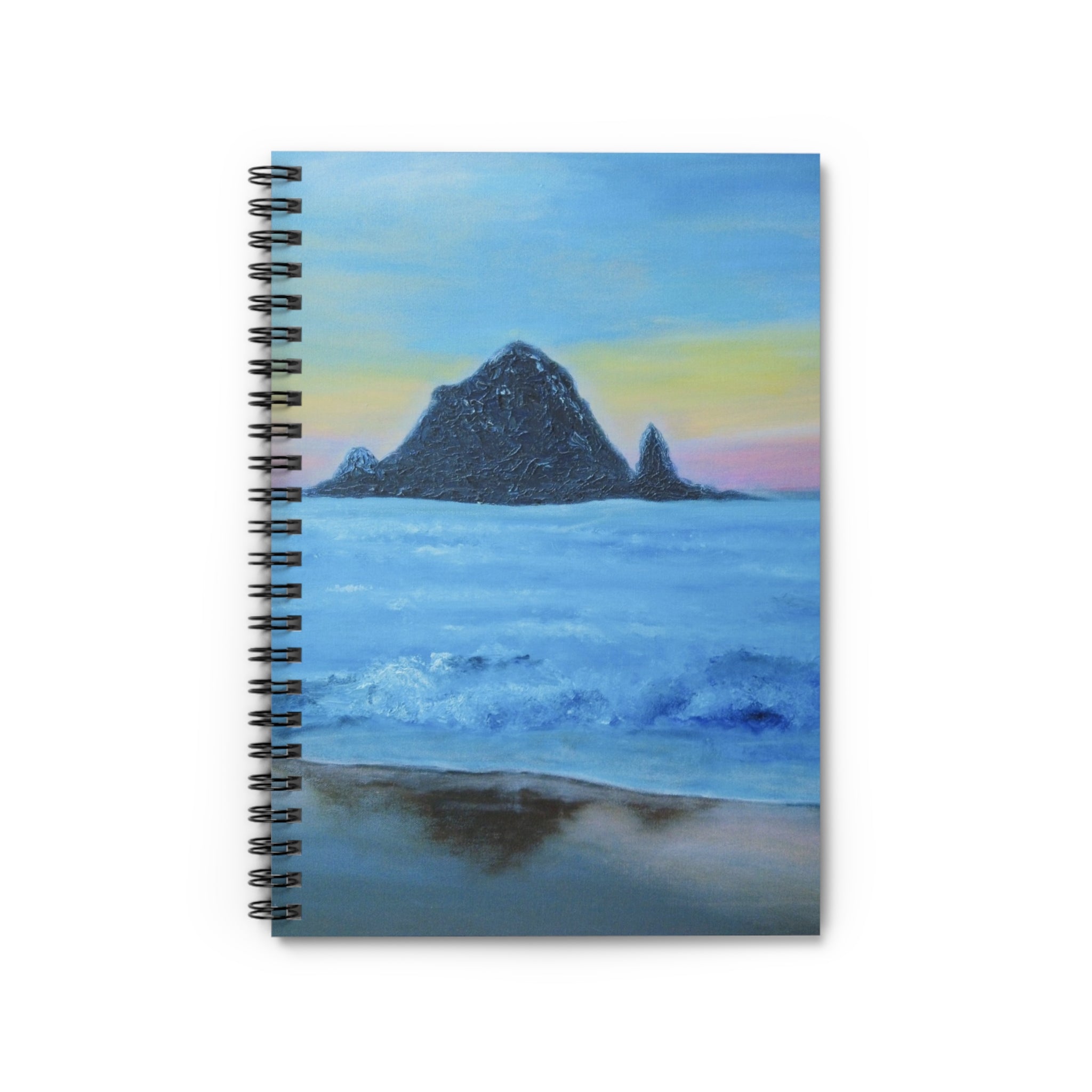 Ocean Sunset Spiral Notebook — Beach Landscape Ruled Journal