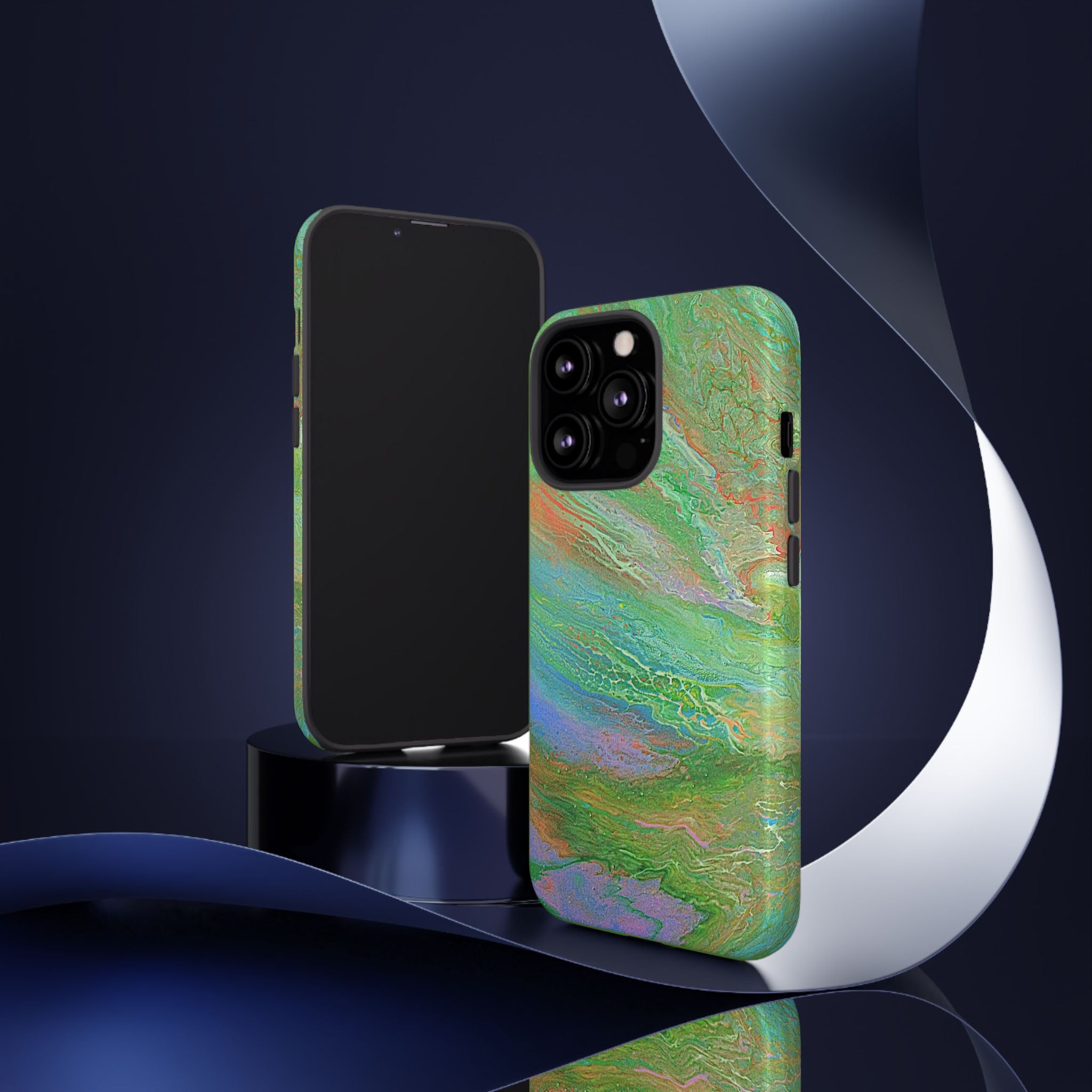 Marbled Green Abstract Phone Case — Protective Tough Case for iPhone