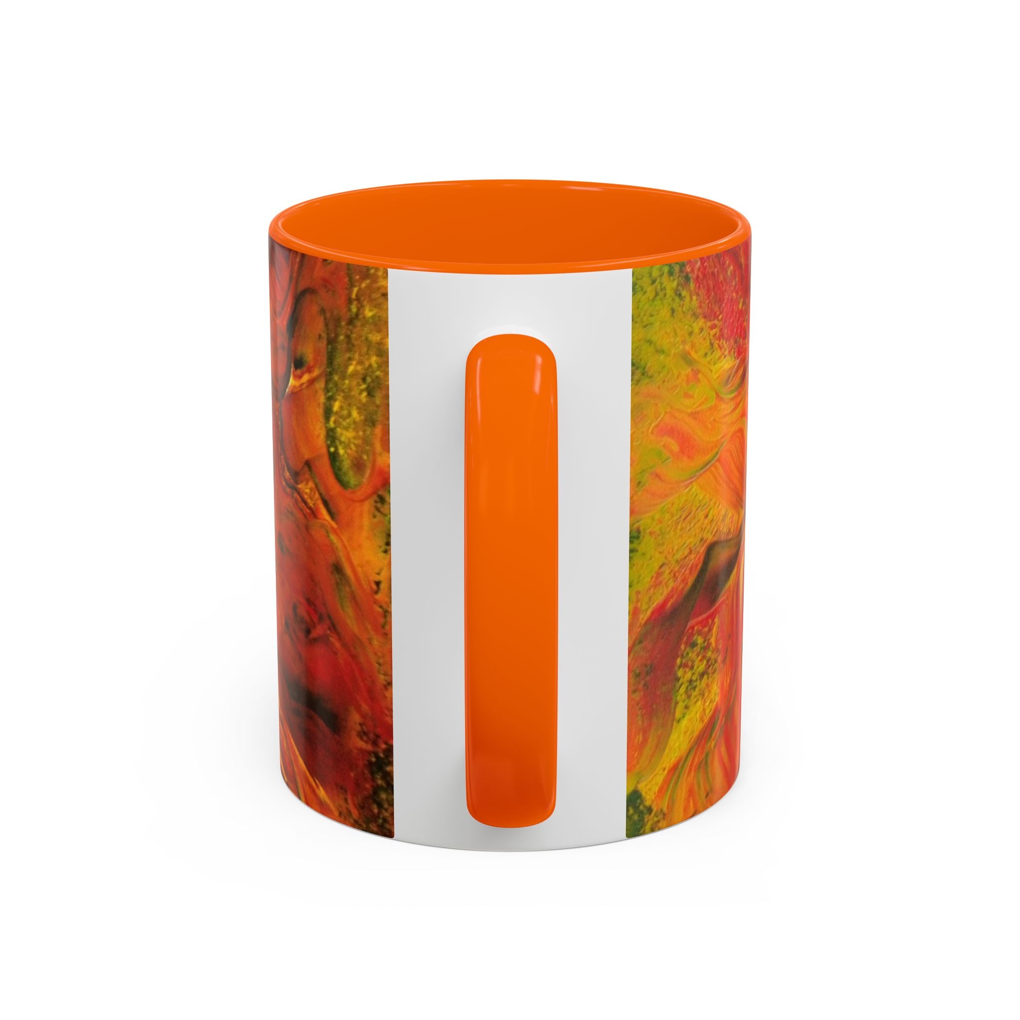 Fiery Abstract Accent Coffee Mug — Red Orange Swirl Art (11/15oz)