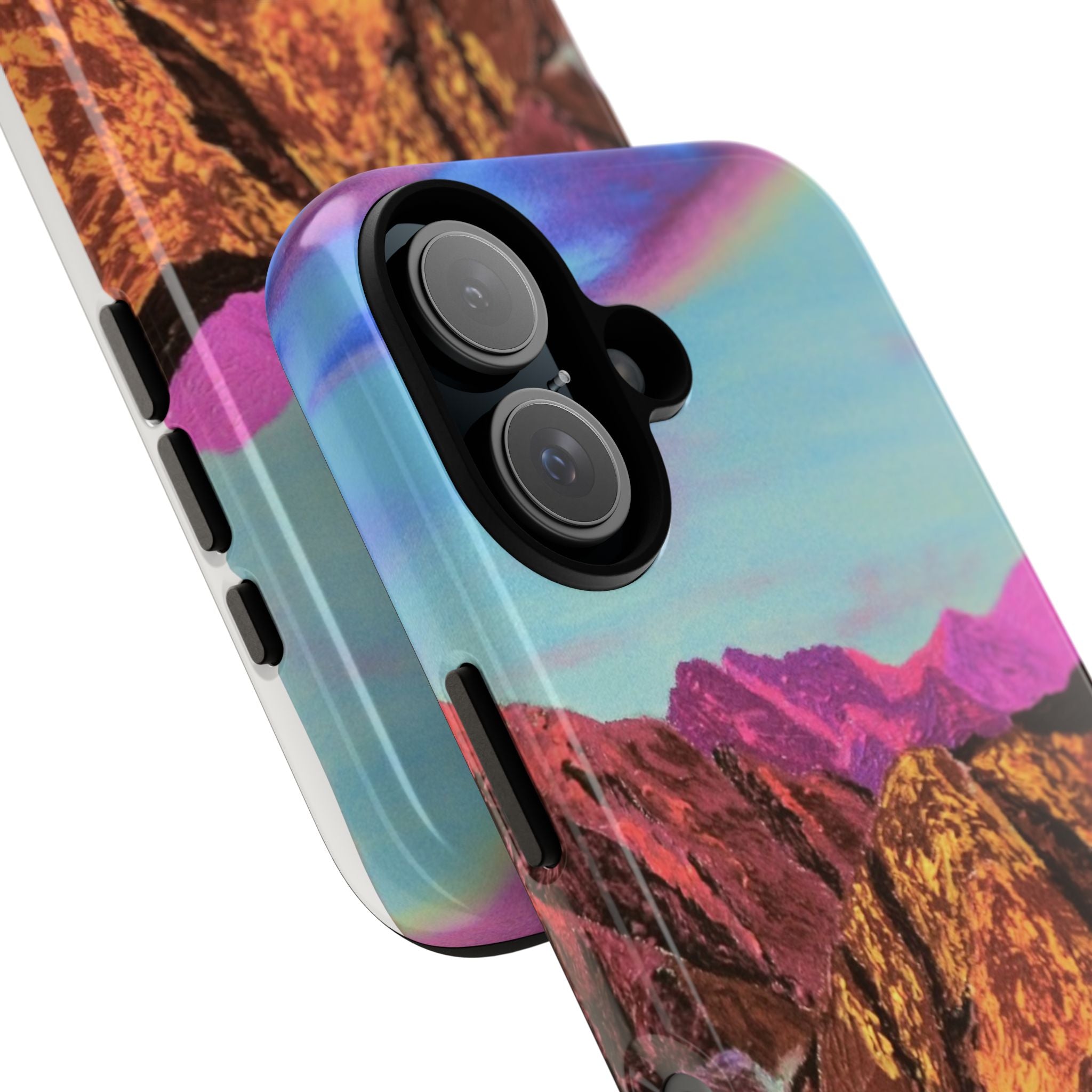 Protective Phone Case — Vibrant Retro Mountain Landscape