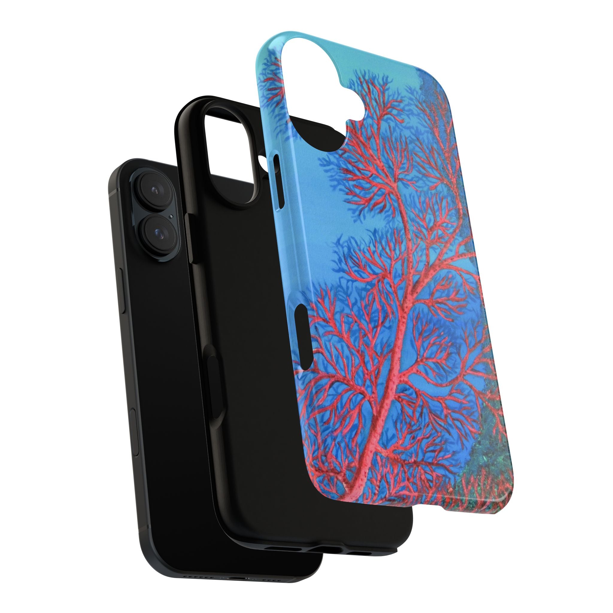 Coral Reef Phone Case — Vibrant Red Sea Fan on Ocean Blue Tough Case