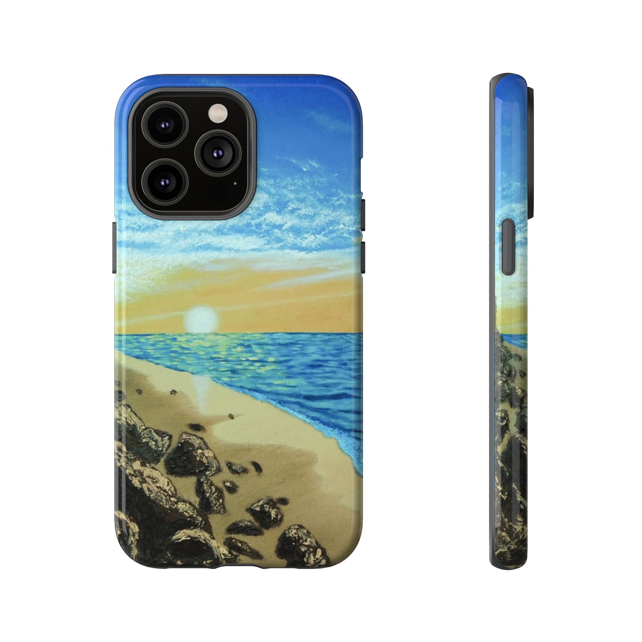 Beach Sunset Phone Case — Protective Tough Case with Coastal Shoreline Design