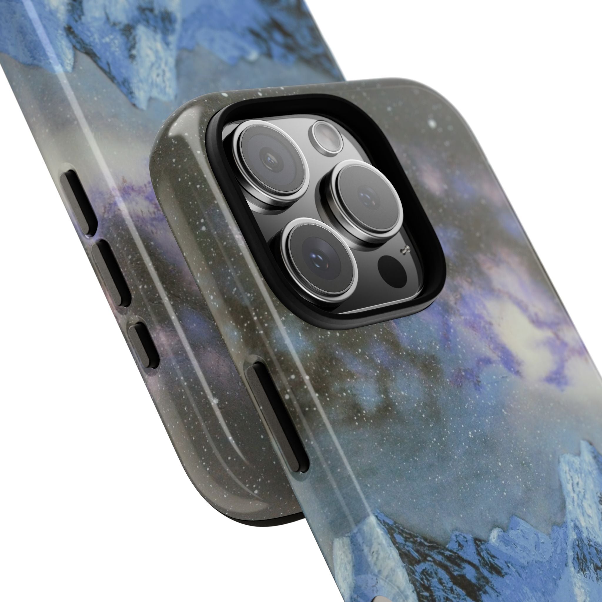 Mountain Night Sky Phone Case — Tough Protective iPhone Cover with Aurora & Snowy Peaks