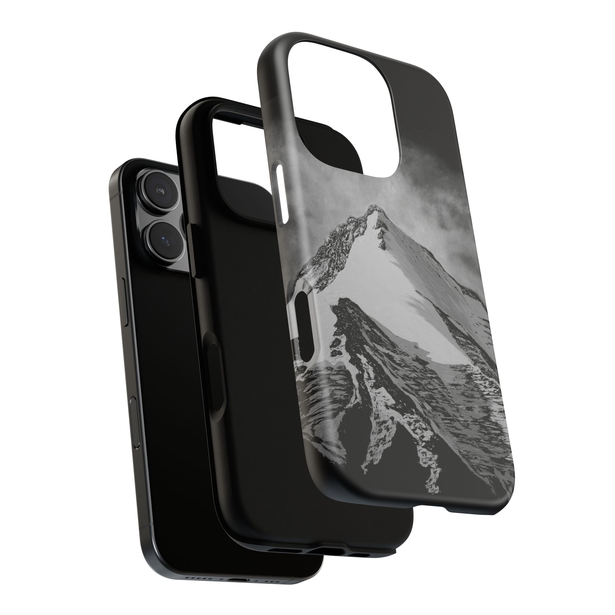 Mountain Peak Phone Case — Black & White Alpine Protective Case
