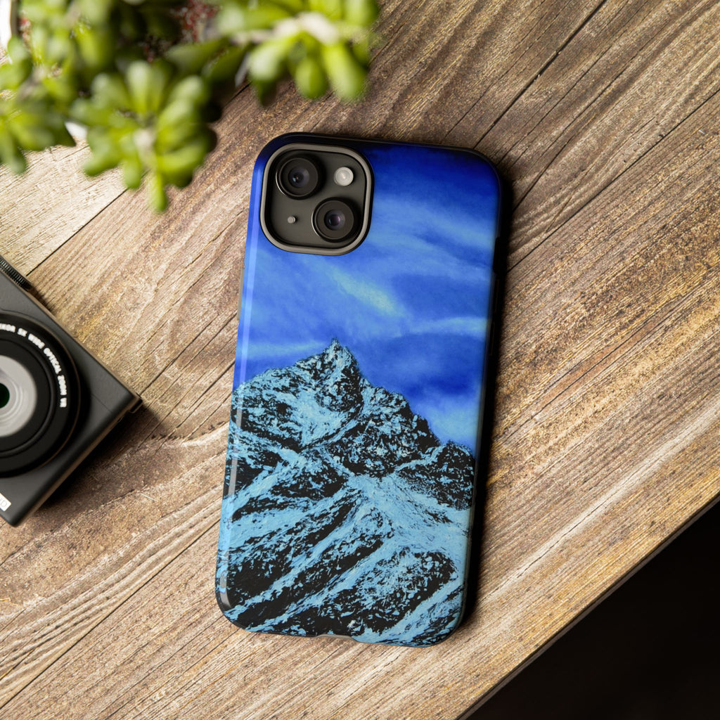 Mountain Peak Blue Tough Phone Case — Rugged Protective iPhone Cover