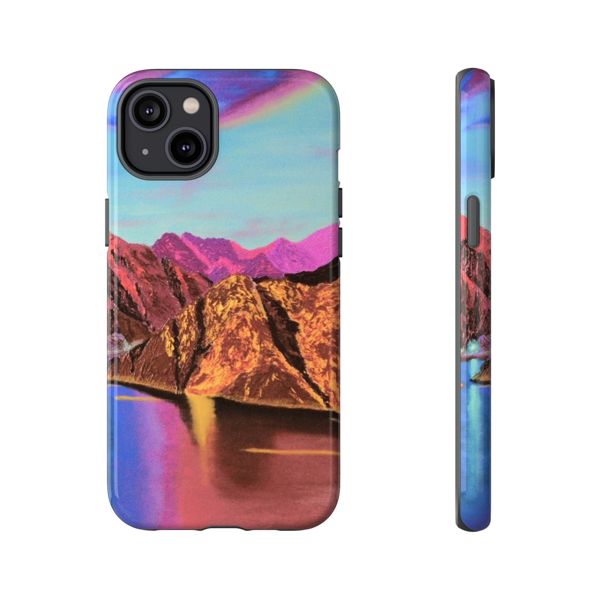 Protective Phone Case — Vibrant Retro Mountain Landscape