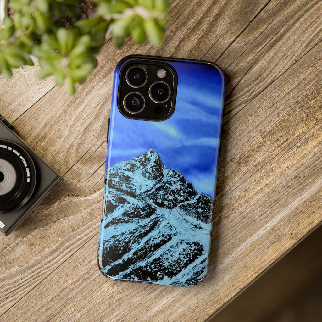 Mountain Peak Blue Tough Phone Case — Rugged Protective iPhone Cover