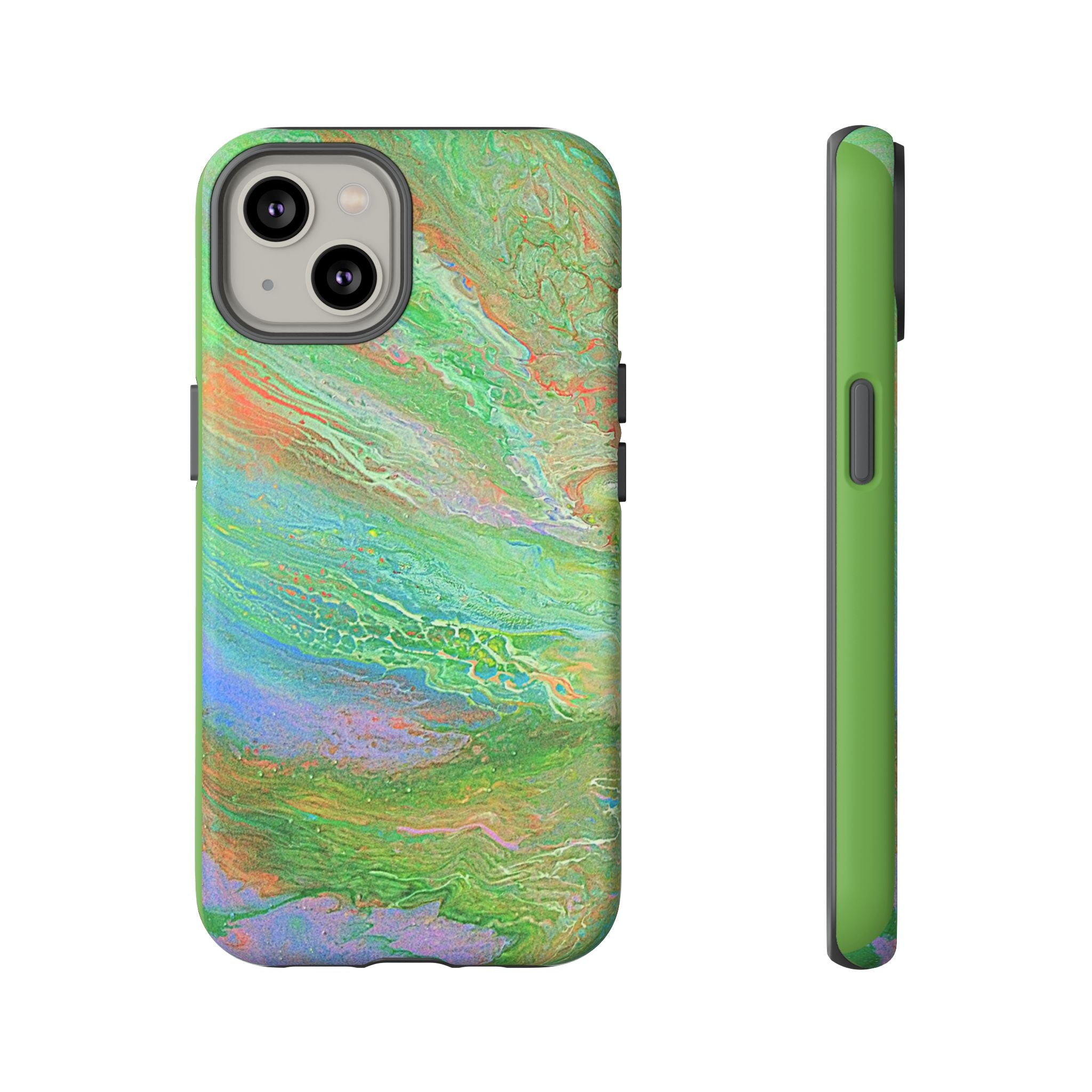 Marbled Green Abstract Phone Case — Protective Tough Case for iPhone