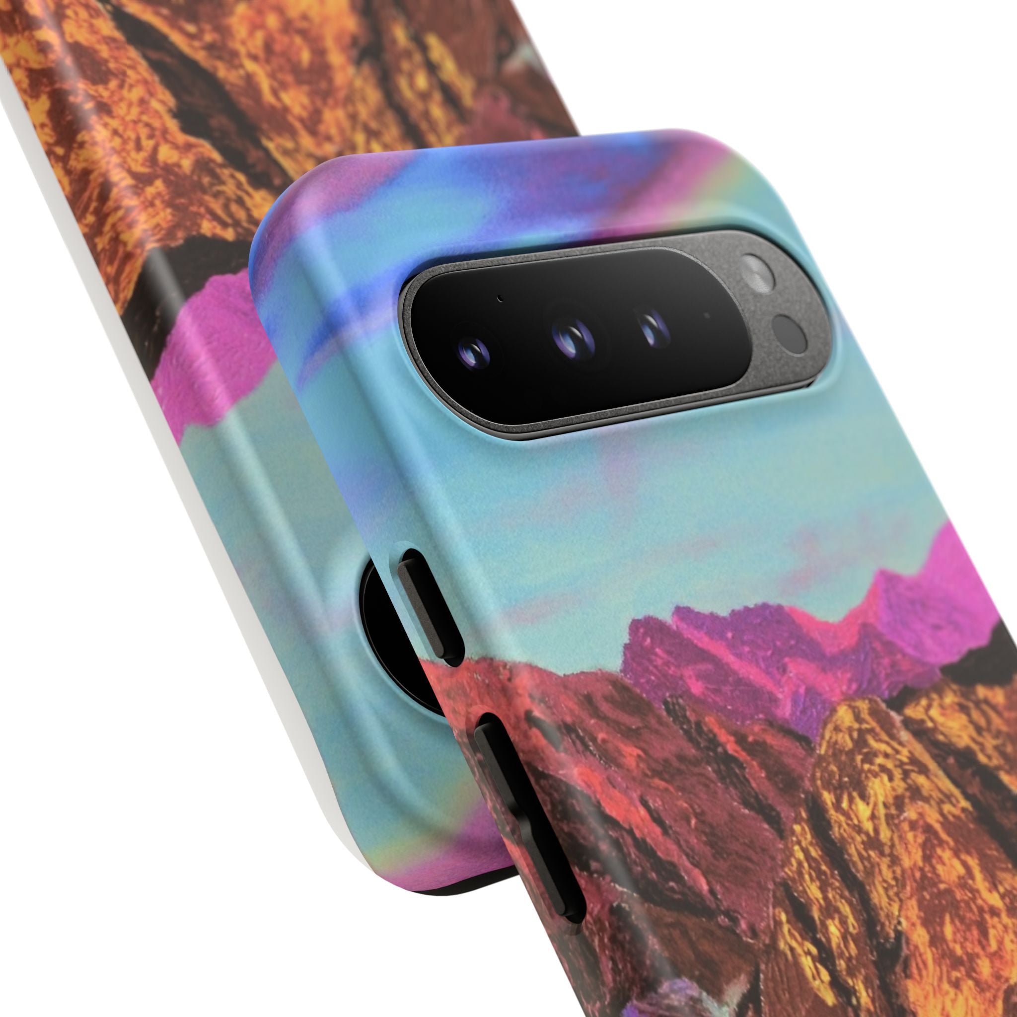 Protective Phone Case — Vibrant Retro Mountain Landscape