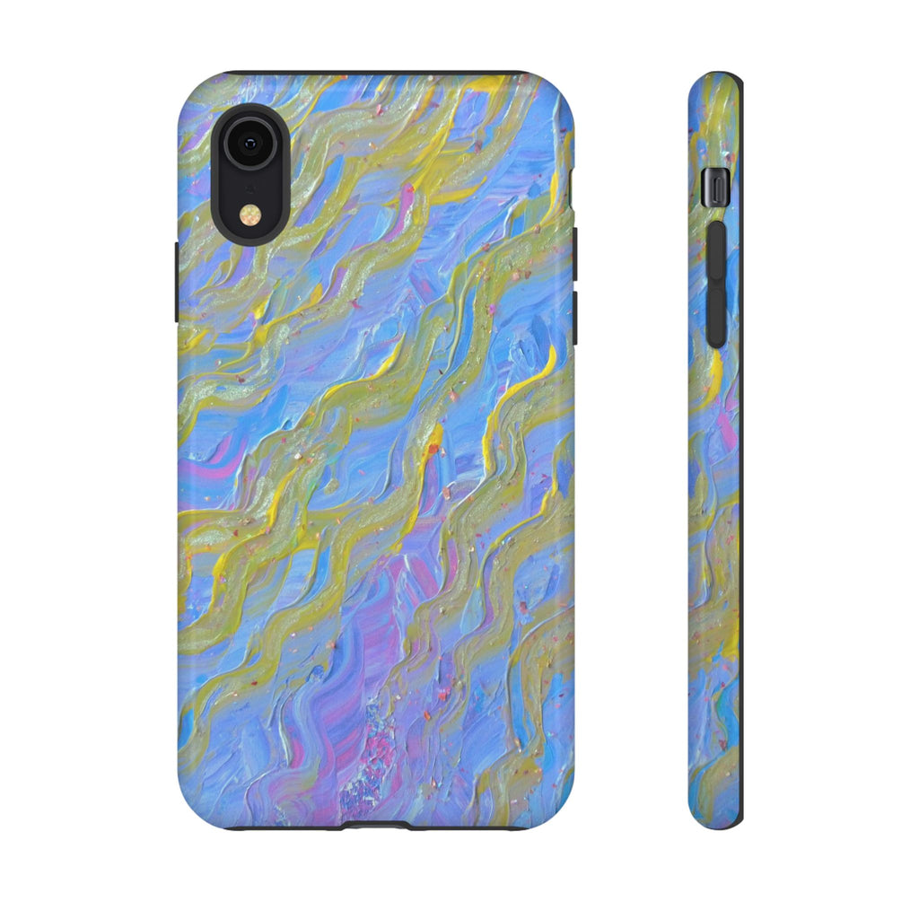Pastel Marble Tough Phone Case — Blue & Gold Abstract Protective Cover