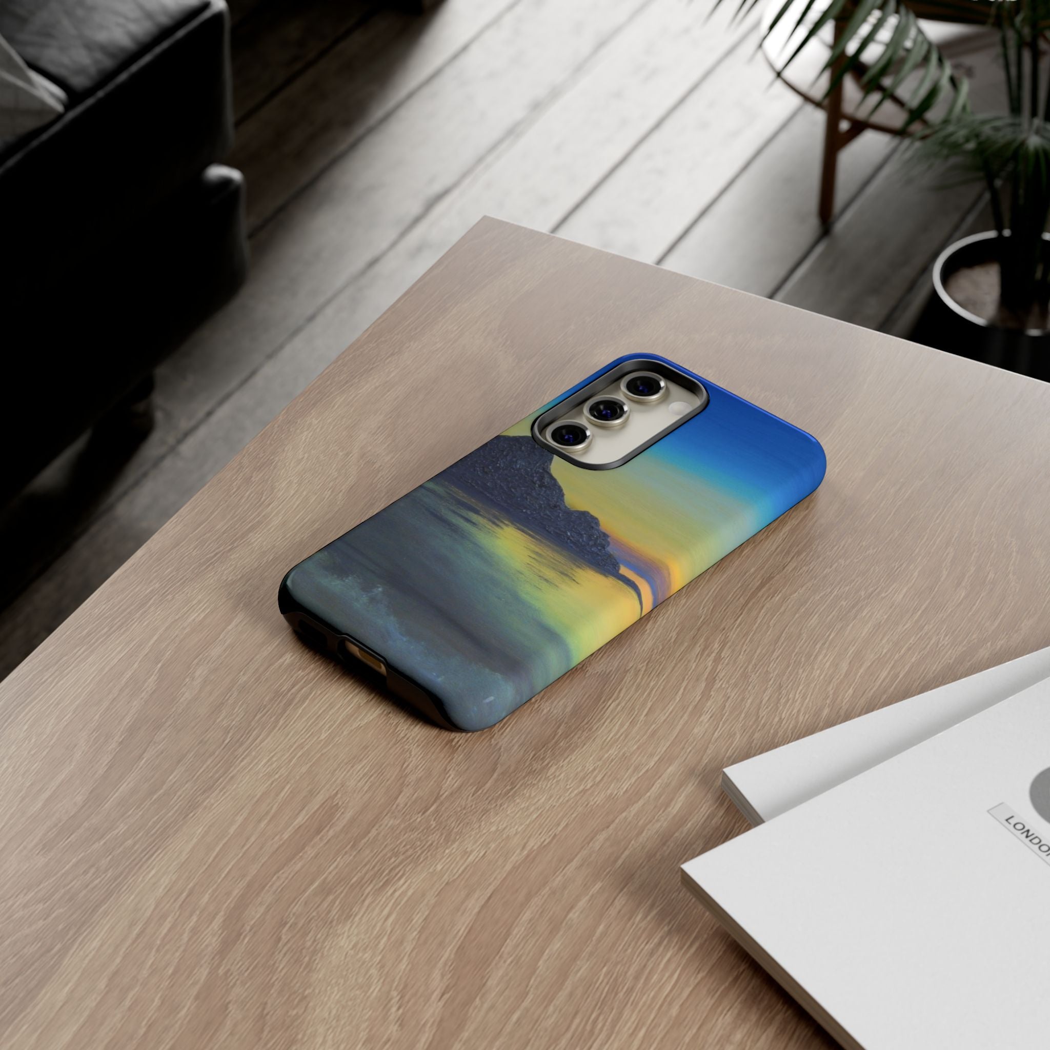 Sunset Cove Phone Case — Durable Protective Tough Case with Tranquil Beach Landscape