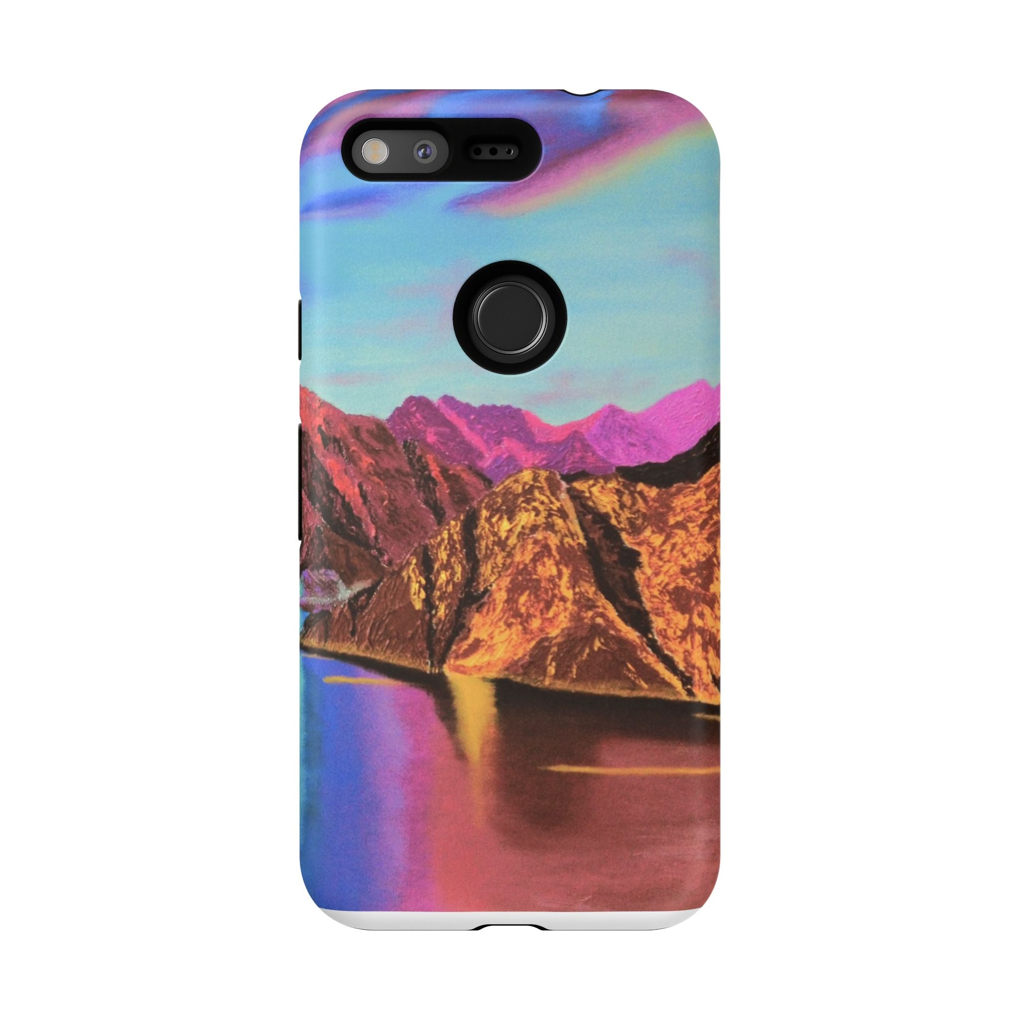 Protective Phone Case — Vibrant Retro Mountain Landscape