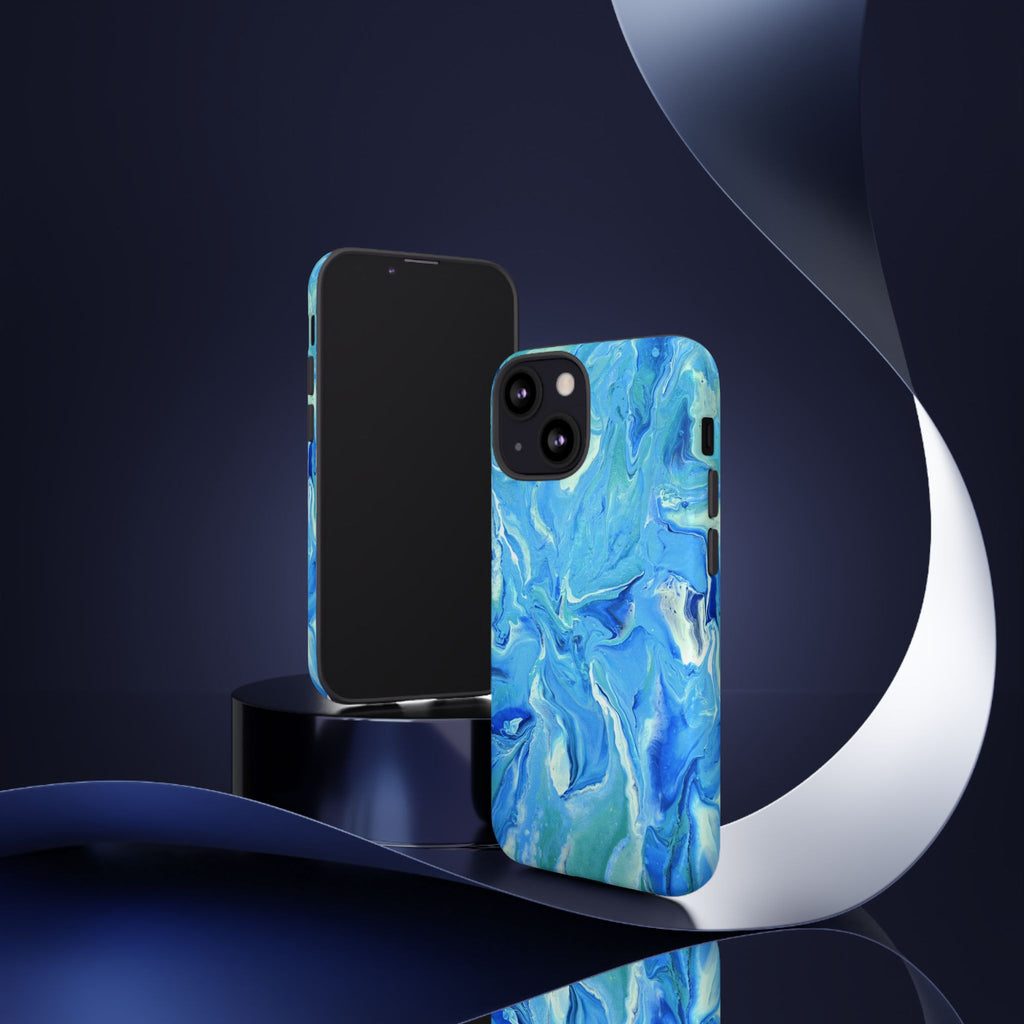 Blue Marble Tough Phone Case — Ocean Swirl Protective iPhone Cover