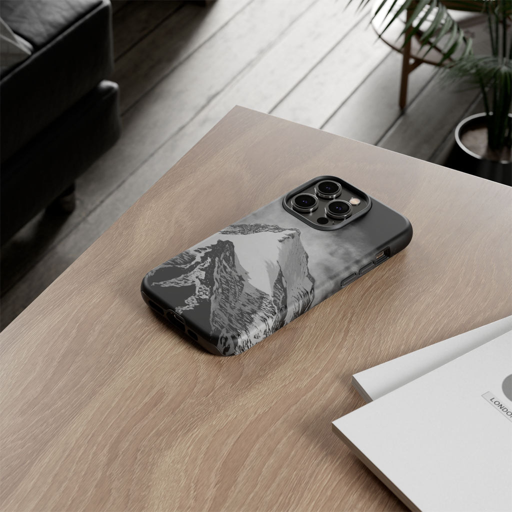 Mountain Peak Phone Case — Black & White Alpine Protective Case