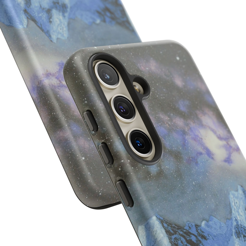 Mountain Night Sky Phone Case — Tough Protective iPhone Cover with Aurora & Snowy Peaks