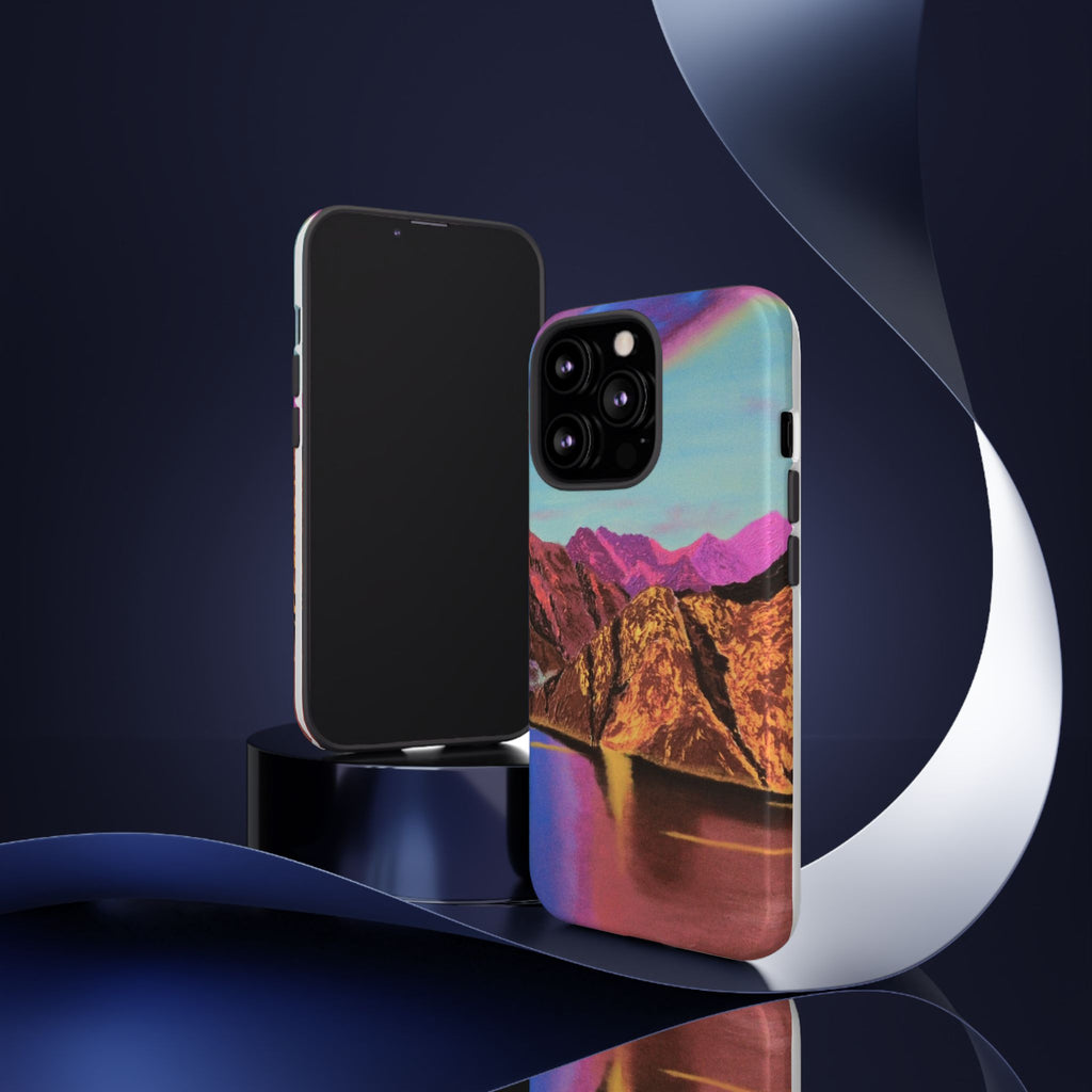 Protective Phone Case — Vibrant Retro Mountain Landscape