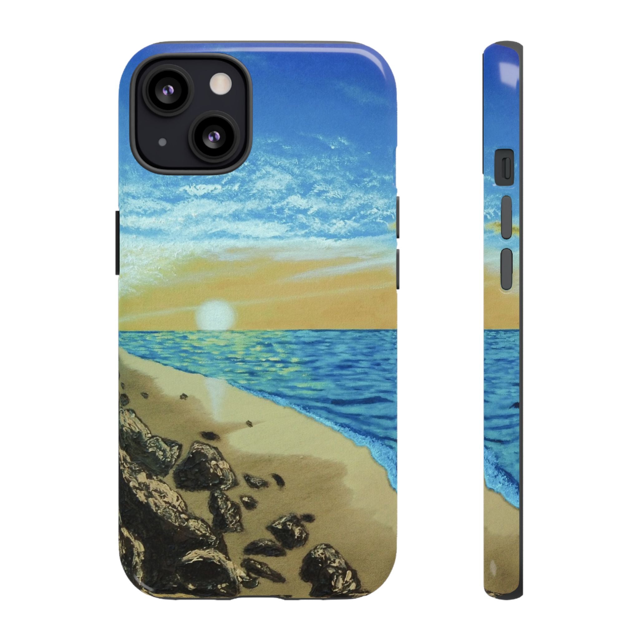 Beach Sunset Phone Case — Protective Tough Case with Coastal Shoreline Design