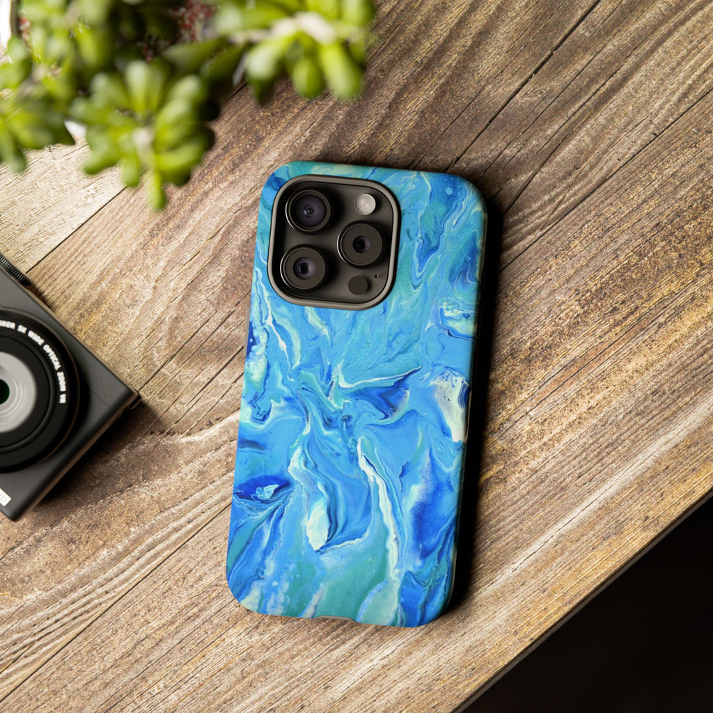 Blue Marble Tough Phone Case — Ocean Swirl Protective iPhone Cover