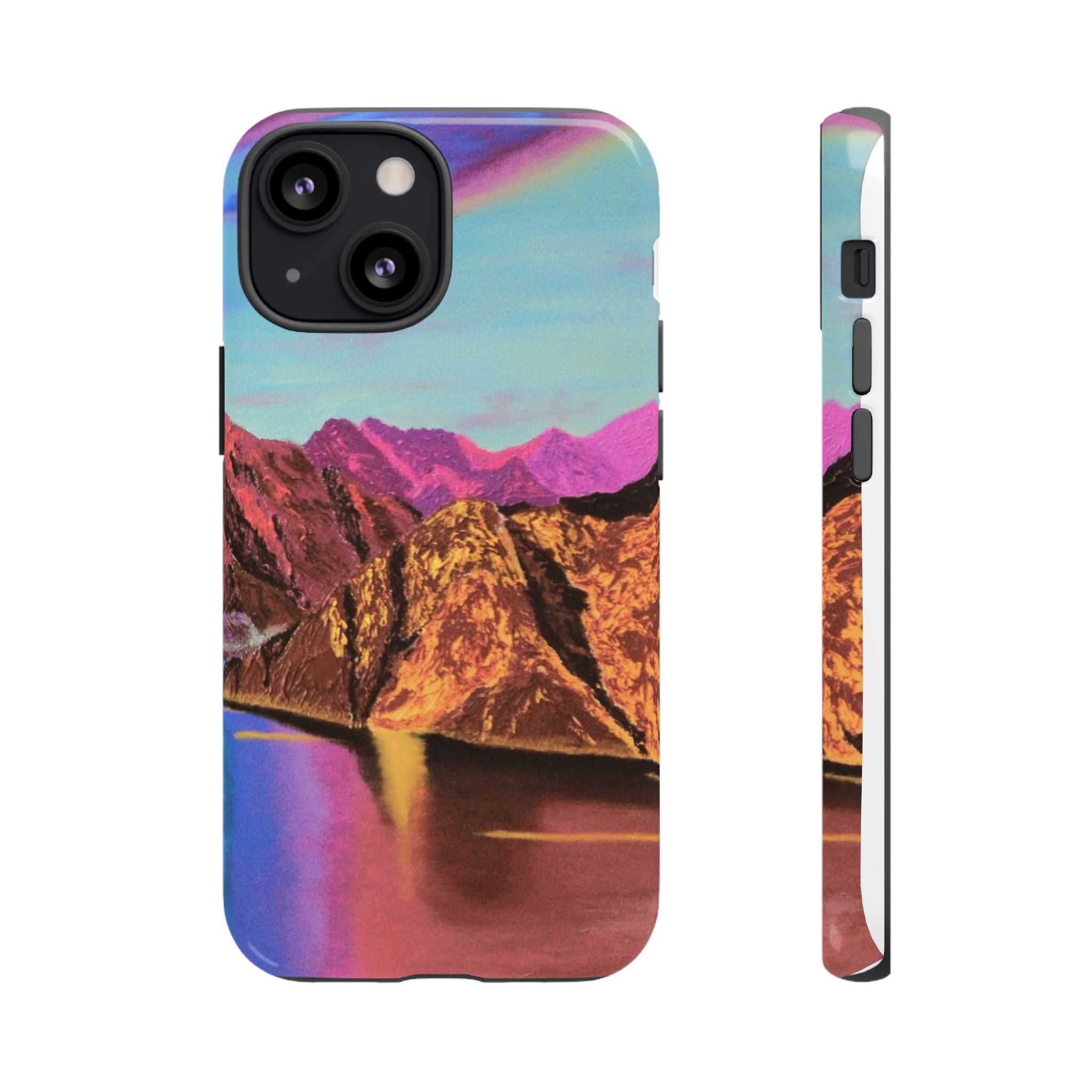 Protective Phone Case — Vibrant Retro Mountain Landscape