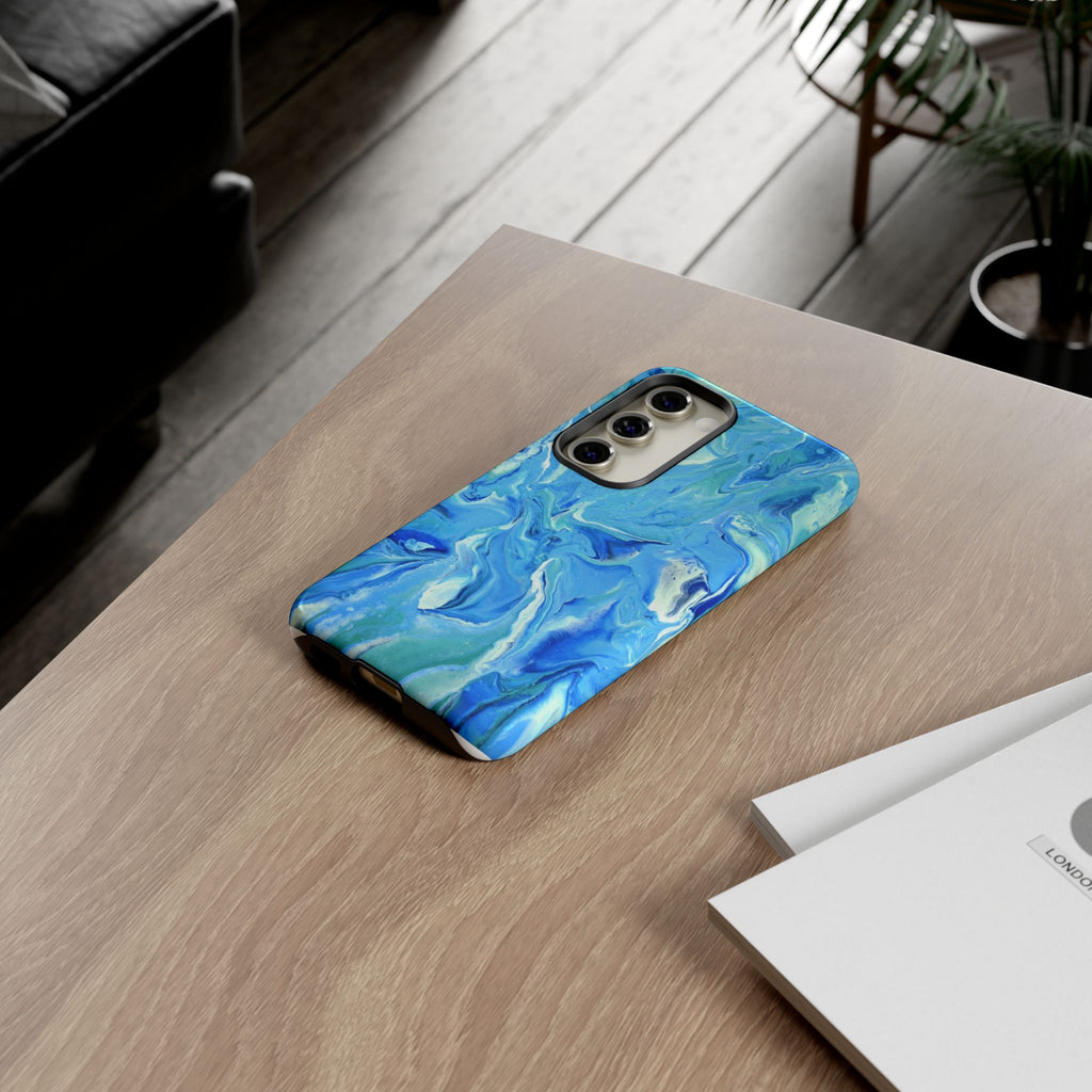 Blue Marble Tough Phone Case — Ocean Swirl Protective iPhone Cover