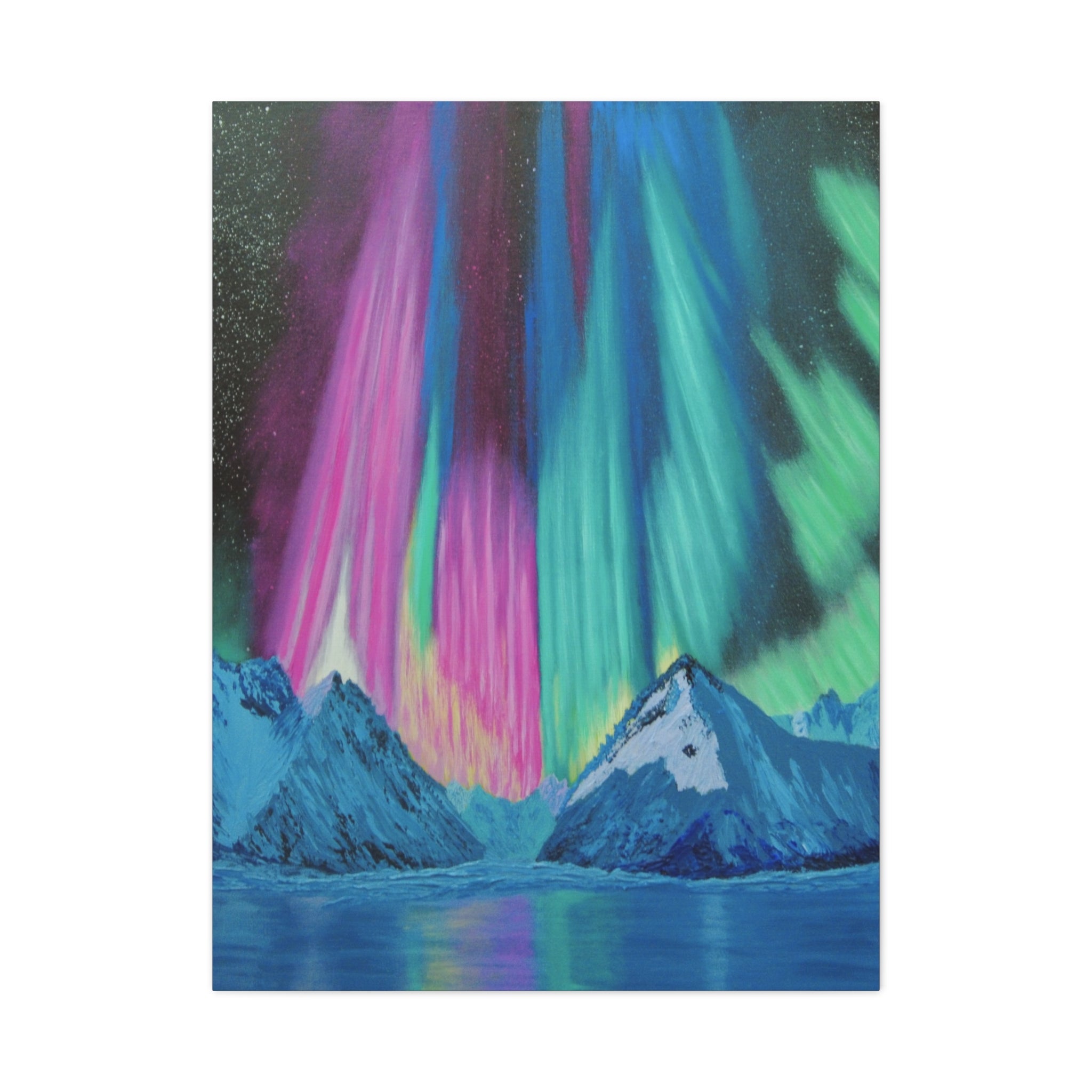Aurora Mountain Canvas Print — Northern Lights Matte Stretched Wall Art