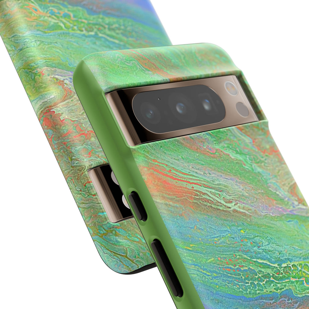 Marbled Green Abstract Phone Case — Protective Tough Case for iPhone