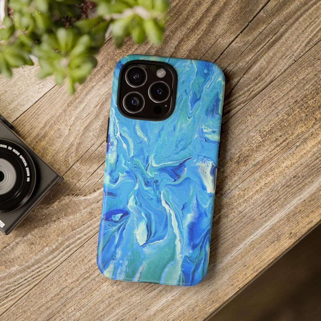Blue Marble Tough Phone Case — Ocean Swirl Protective iPhone Cover