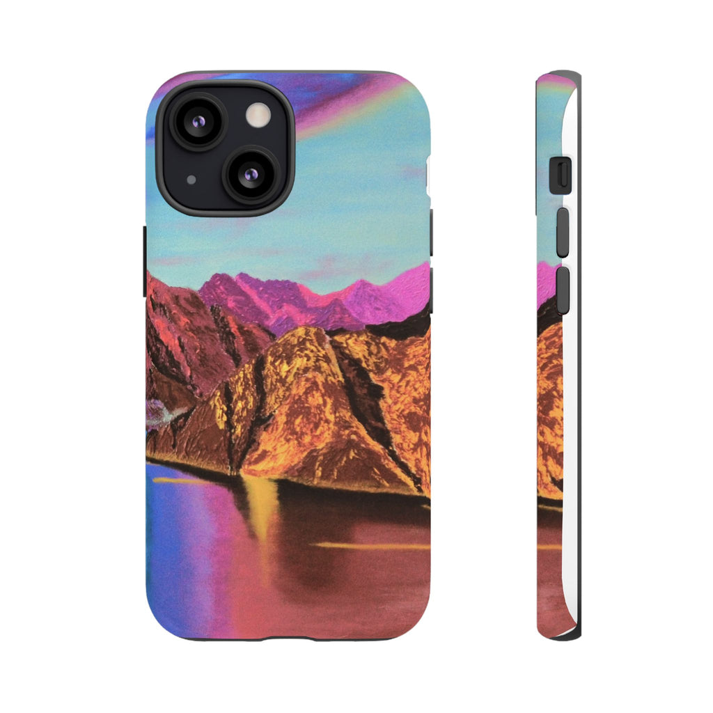 Protective Phone Case — Vibrant Retro Mountain Landscape