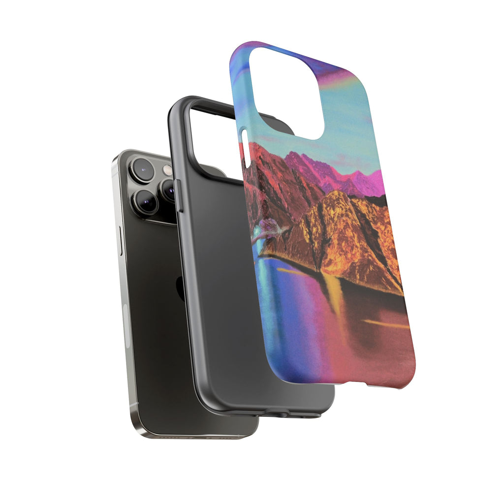 Protective Phone Case — Vibrant Retro Mountain Landscape